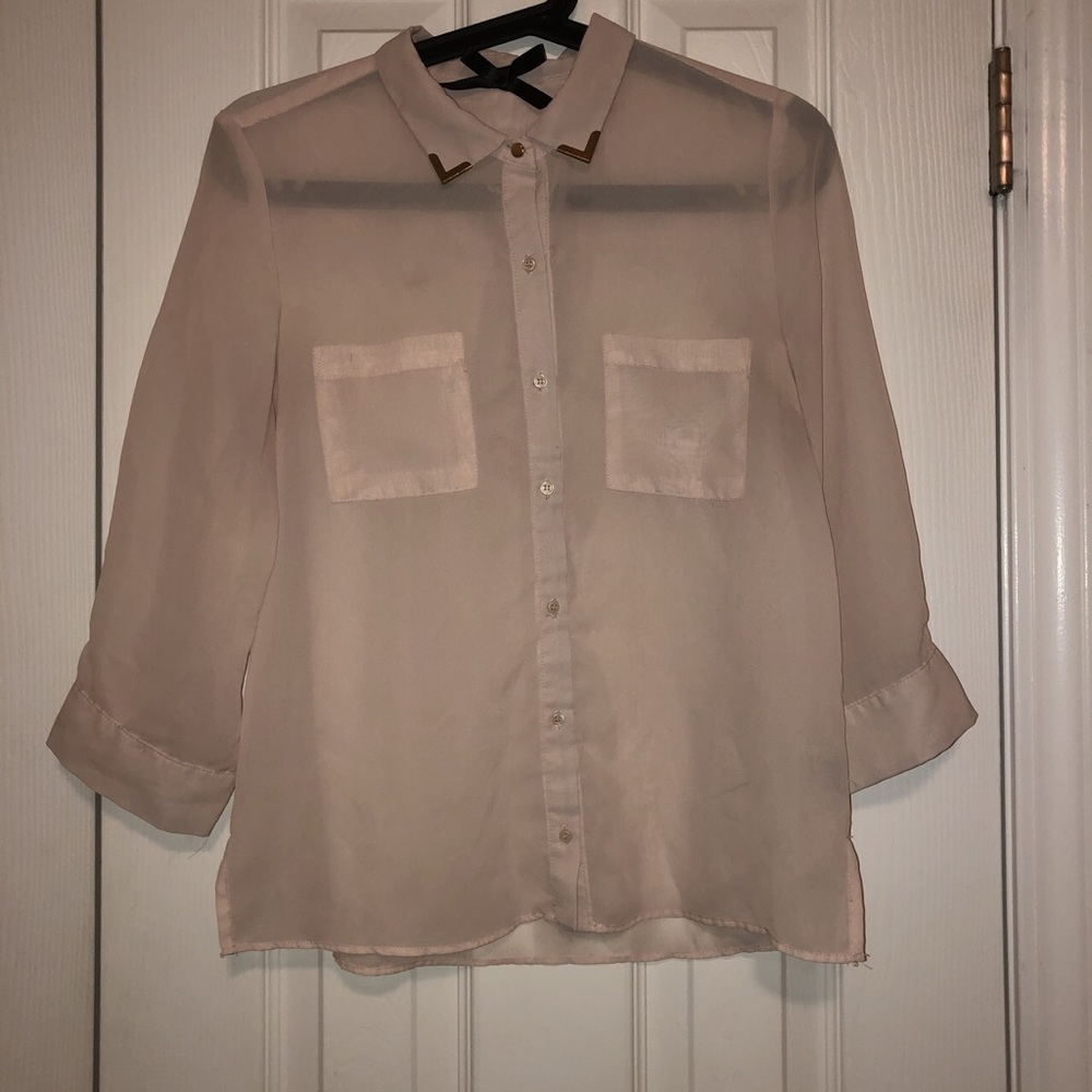 Sheer blush pink blouse
